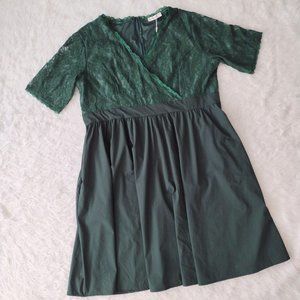 Nemidor Green Lace Dress 24 NEW Fit n Flare Party